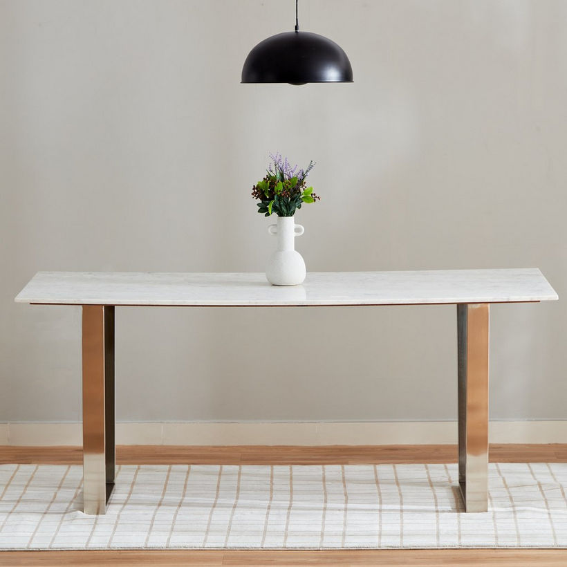 Vendra Silverado Genuine Marble Top 6-Seater Dining Table - Image 3