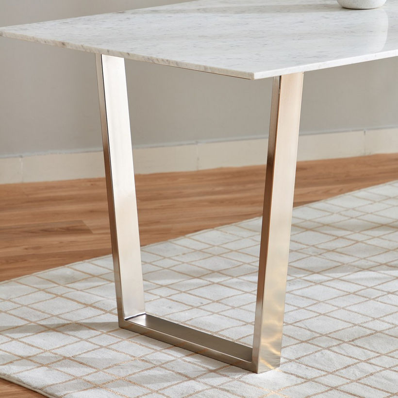 Vendra Silverado Genuine Marble Top 6-Seater Dining Table - Image 7