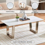 Cavon Silverado Genuine Marble Top Coffee Table