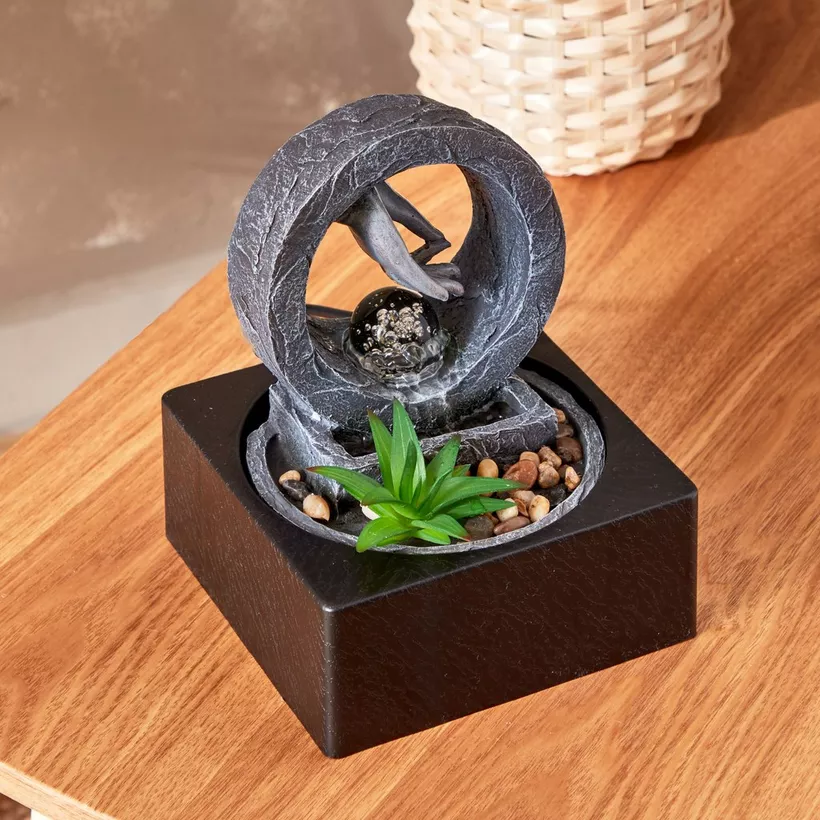 Belen Buddha Hand Fountain with Crystal Ball and LED Light -18x18x24 cm - Image 3