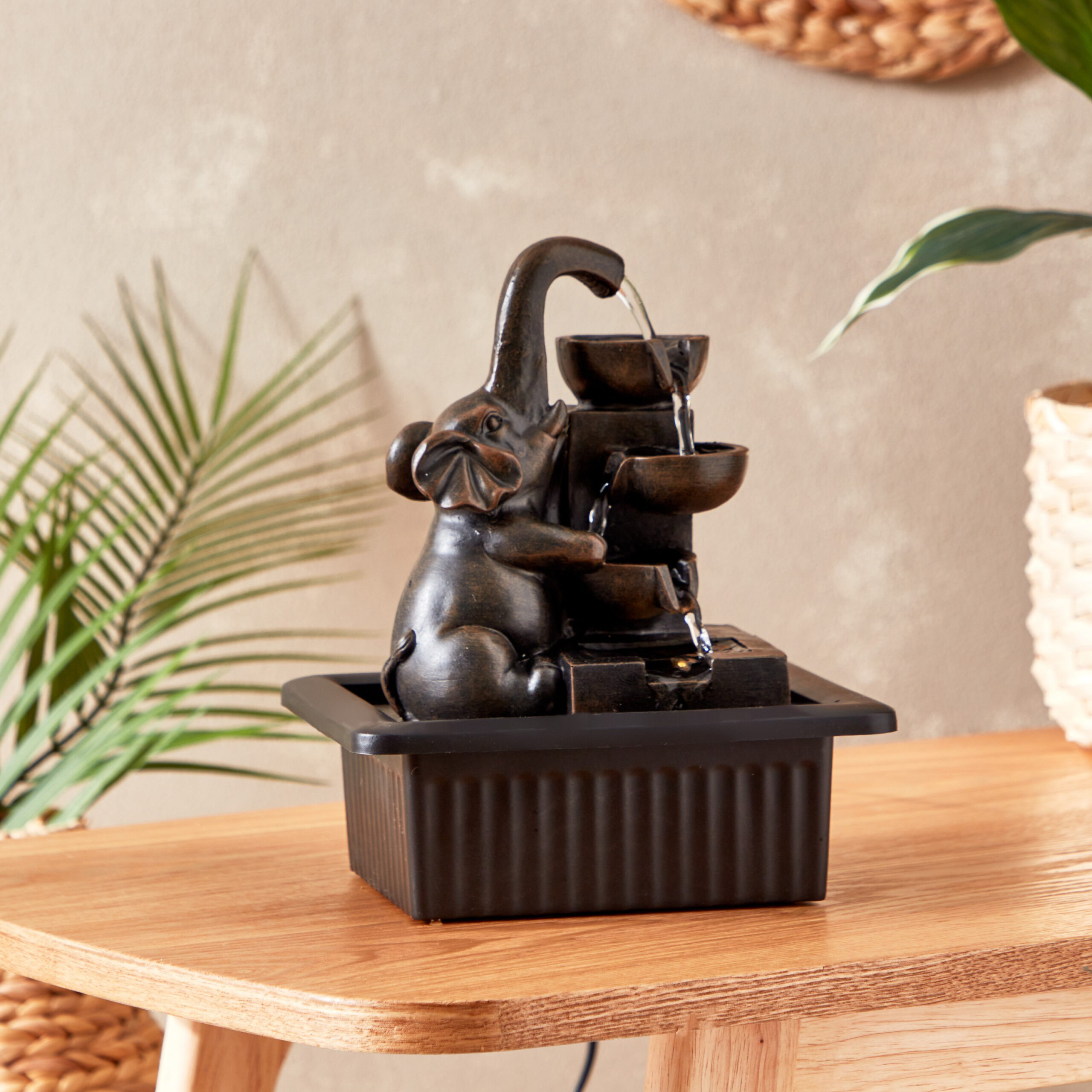 Belen Elephant Fountain with LED Light - 21x17x25 cm