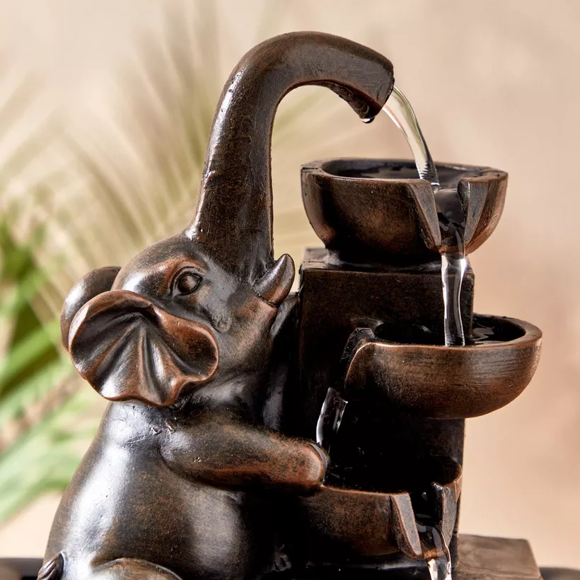 Belen Elephant Fountain with LED Light - 21x17x25 cm - Image 4