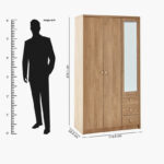 Nordica 3-Door Wardrobe with Mirror and 3 Drawers