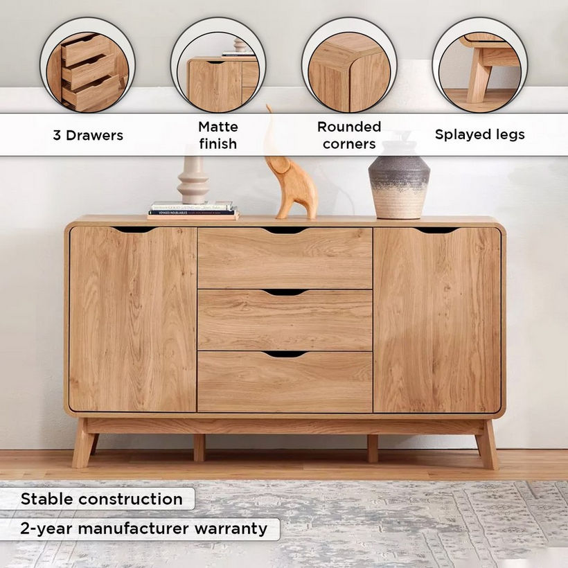 Nordic Spring 2-Door 3-Drawer Sideboard - Image 5