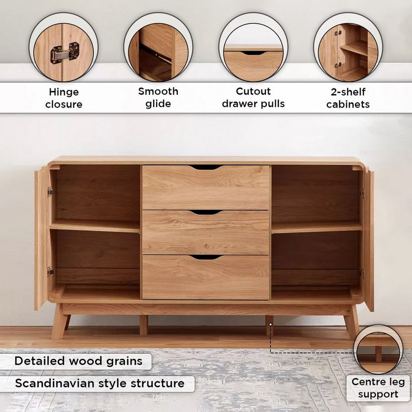 Nordic Spring 2-Door 3-Drawer Sideboard - Image 6
