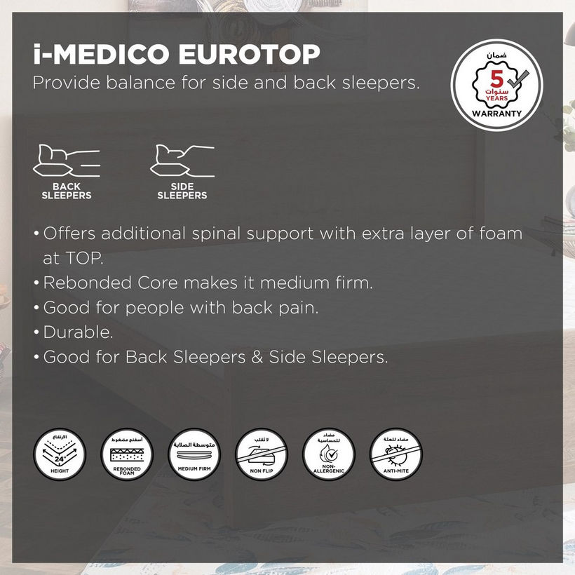 SleepNest iMedico Eurotop Medium Firm Rebonded Foam Single Mattress - 90x190x24 cm - Image 5