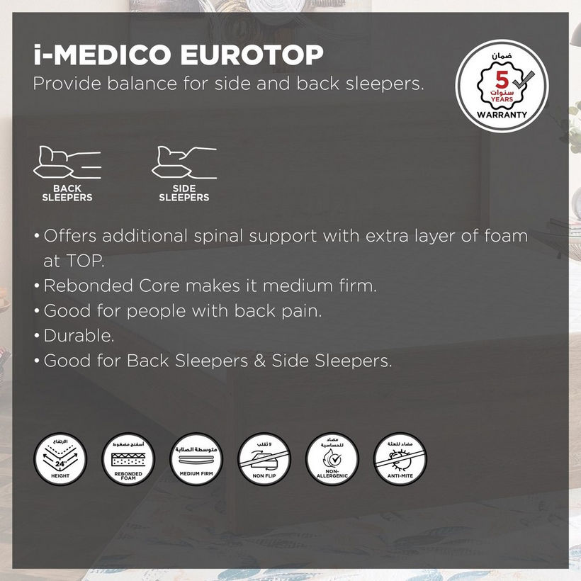 SleepNest iMedico Eurotop Medium Firm Rebonded Foam Single Mattress - 90x200x24 cm - Image 5