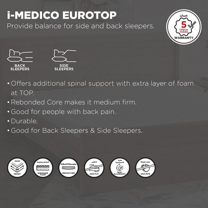 SleepNest iMedico Eurotop Medium Firm Rebonded Foam Queen Mattress - 150x200x24 cm - Image 5