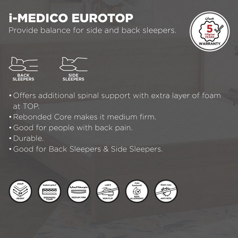 SleepNest iMedico Eurotop Medium Firm Rebonded Foam Queen Mattress - 160x200x24 cm - Image 5