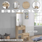 Movo Oasis 1-Drawer Dresser with Mirror and Stool