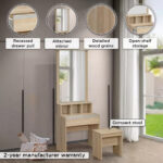 Movo Oasis Cambridge 1-Drawer Dresser with Mirror and Stool