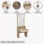Movo Oasis Cambridge 1-Drawer Dresser with Mirror and Stool