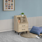 Movo Oasis 2-Drawer Nightstand with Open Shelf Storage