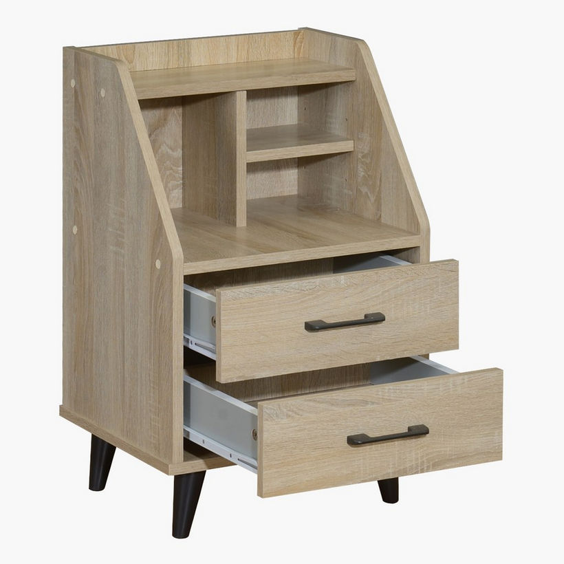 Movo Oasis 2-Drawer Nightstand with Open Shelf Storage - Image 3