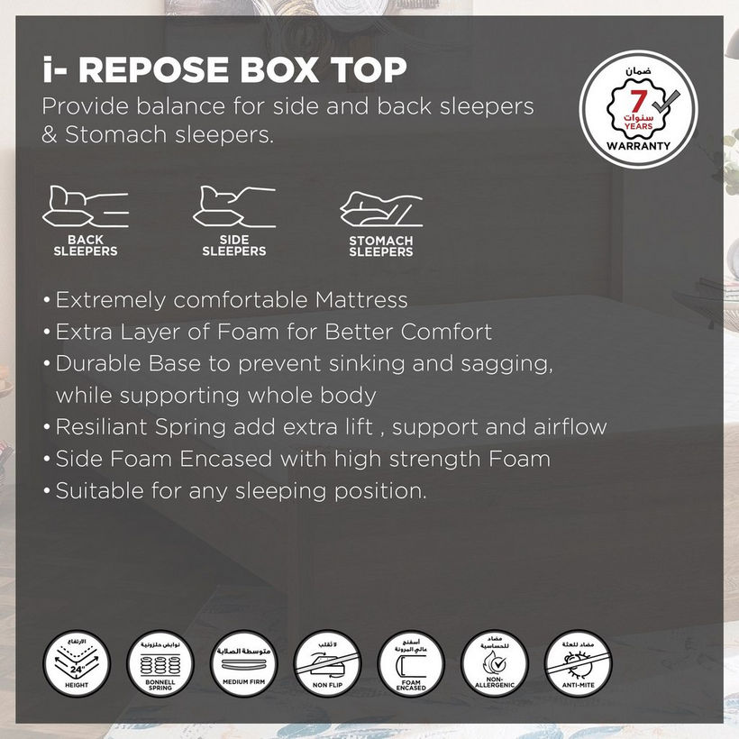 SleepNest iRepose Box Top Medium Firm Bonnell Spring Single Mattress - 90x200x24 cm - Image 5