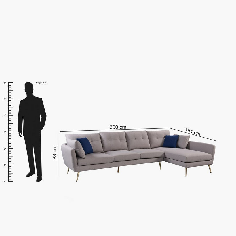Waver 5-Seater Fabric Right Corner Sofa with 4 Cushions - Image 14