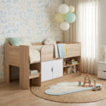 Movo Kulltorp Cabin Bed with 2 Doors and Shelves - 90x190 cm