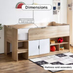 Movo Kulltorp Cabin Bed with 2 Doors and Shelves - 90x190 cm
