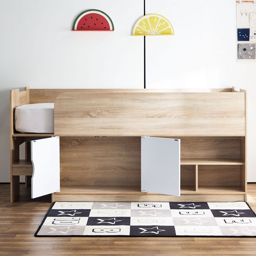 Movo Kulltorp Cabin Bed with 2 Doors and Shelves - 90x190 cm - Image 4