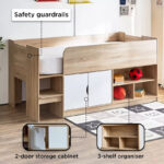 Movo Kulltorp Cabin Bed with 2 Doors and Shelves - 90x190 cm