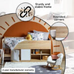 Movo Kulltorp Cabin Bed with 2 Doors and Shelves - 90x190 cm