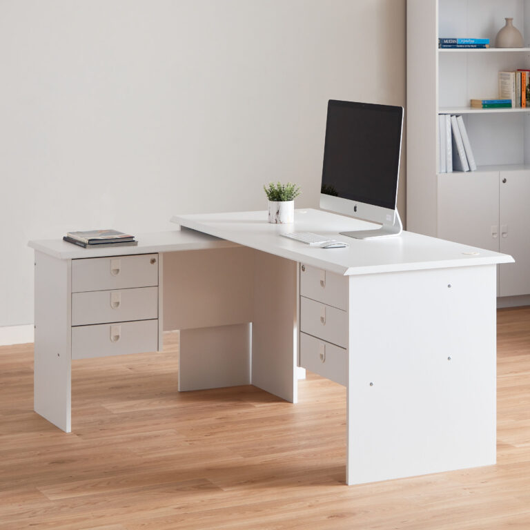 Lisbon Corner Office Desk with 6 Drawers