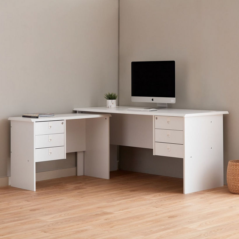 Lisbon Corner Office Desk with 6 Drawers - Image 3