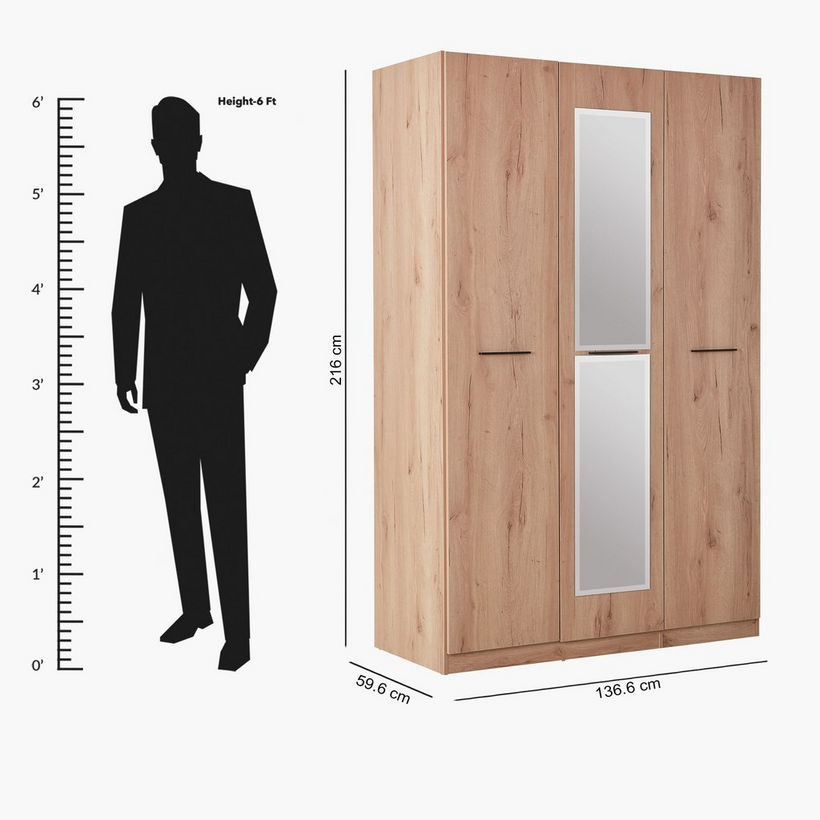 Urban 3-Door Wardrobe with Mirror - Image 10