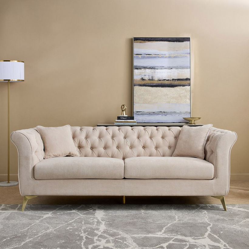 Oro 3-Seater Fabric Sofa with 2 Cushions - Image 3
