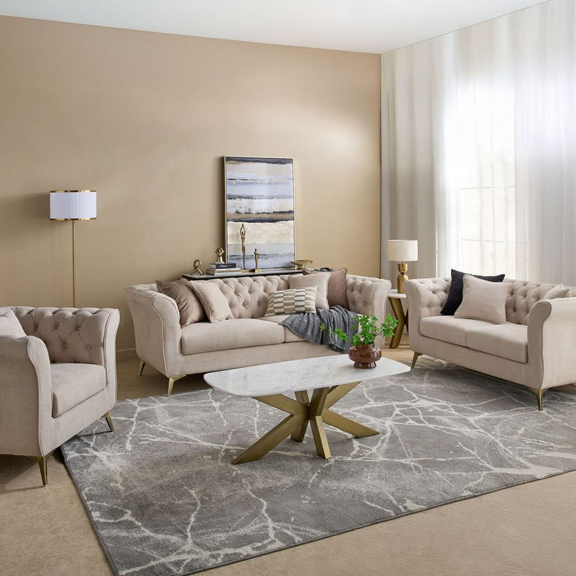 Oro 3-Seater Fabric Sofa with 2 Cushions - Image 11