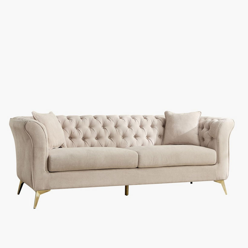 Oro 3-Seater Fabric Sofa with 2 Cushions - Image 12