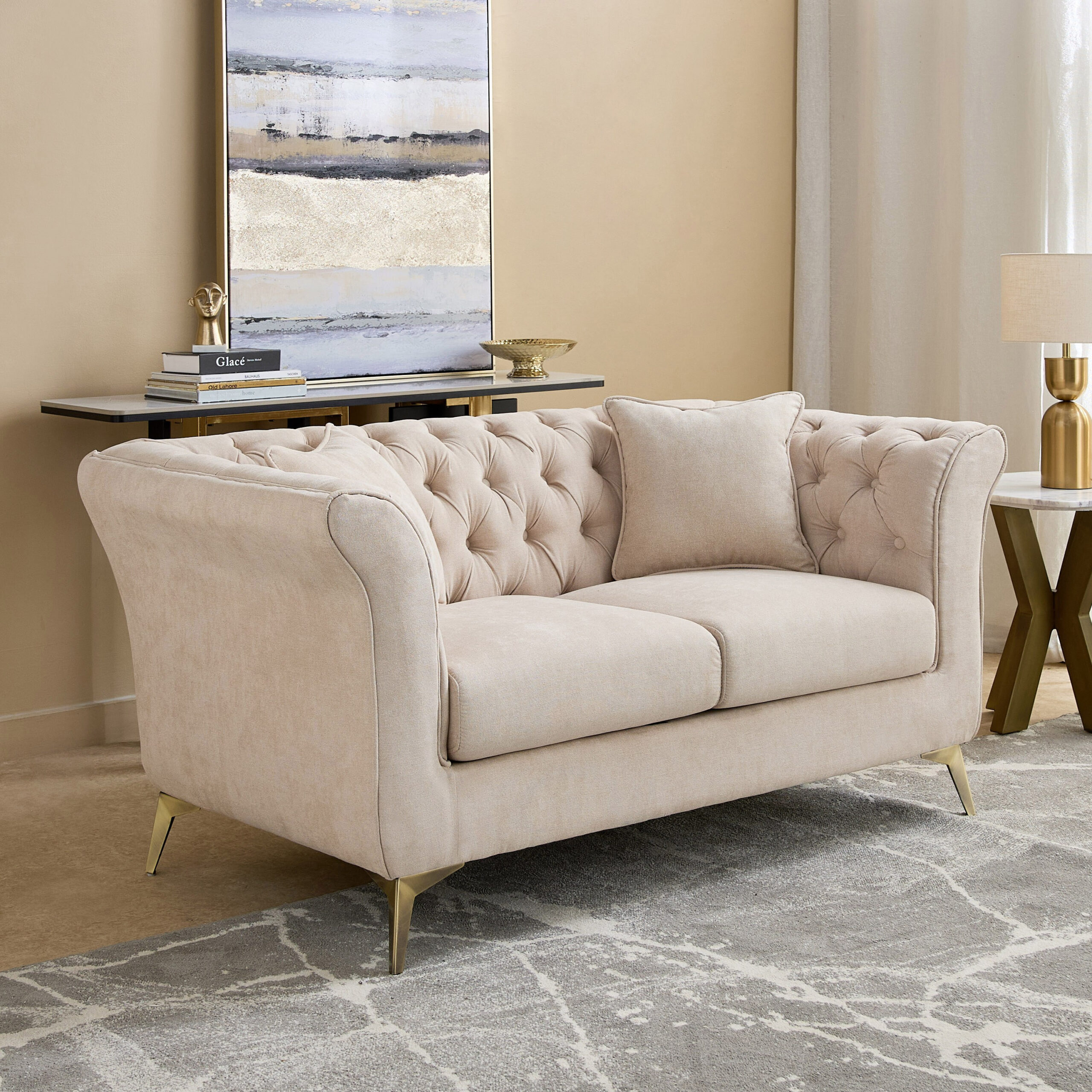 Oro 2-Seater Fabric Sofa with 2 Cushions