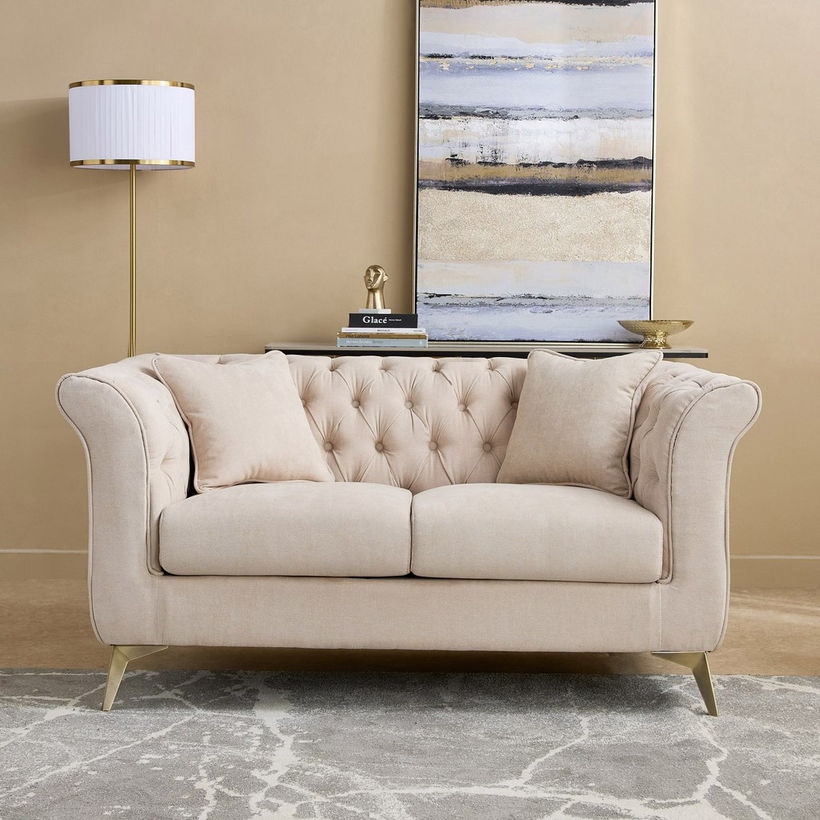Oro 2-Seater Fabric Sofa with 2 Cushions - Image 3
