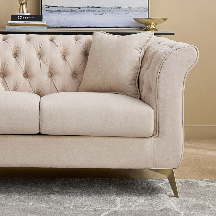 Oro 2-Seater Fabric Sofa with 2 Cushions - Image 5