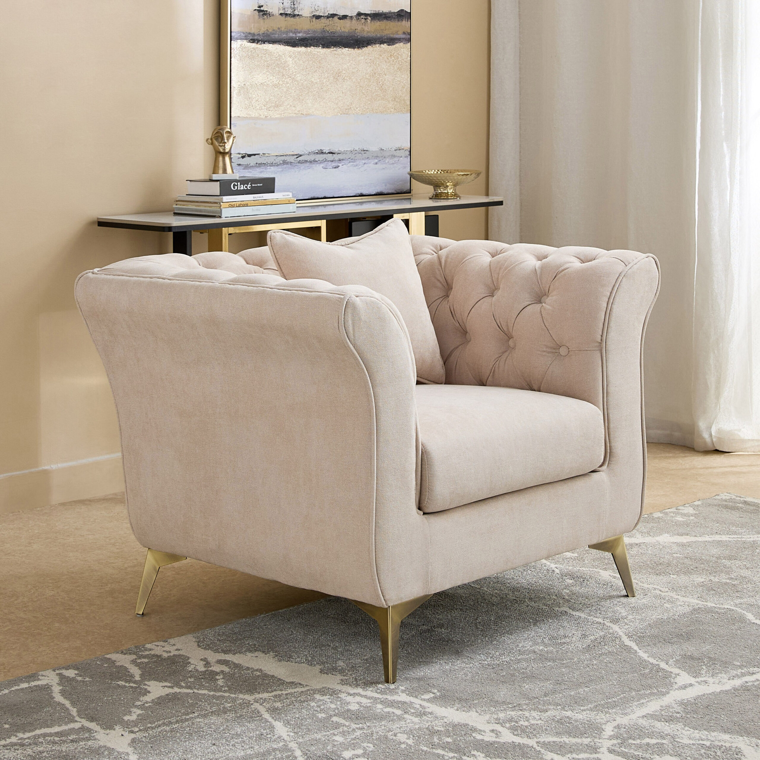 Oro 1-Seater Fabric Sofa with Cushion
