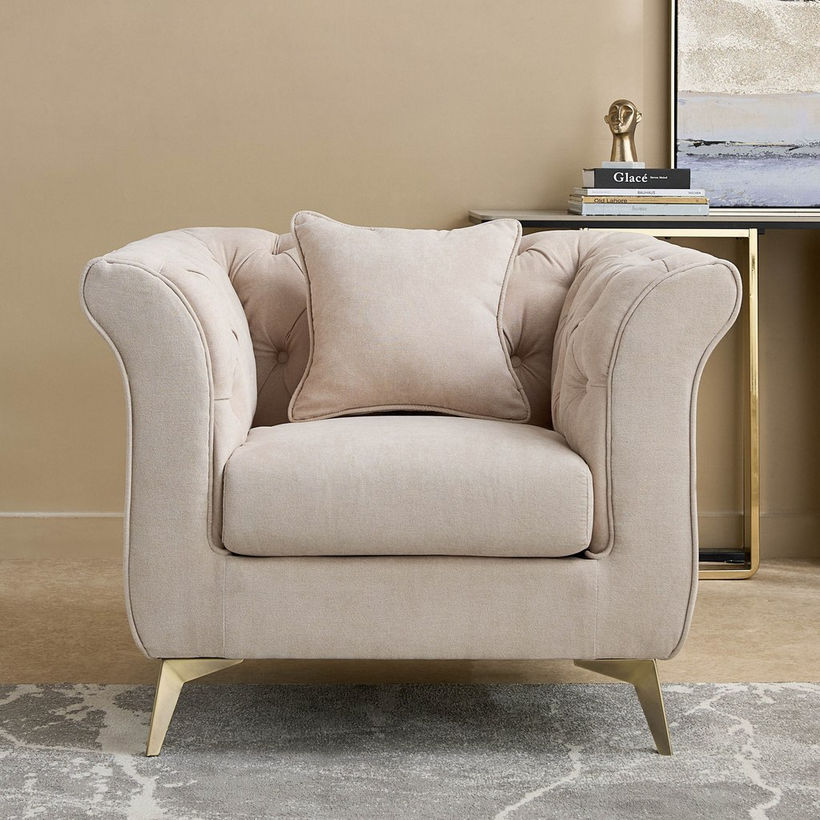 Oro 1-Seater Fabric Sofa with Cushion - Image 3