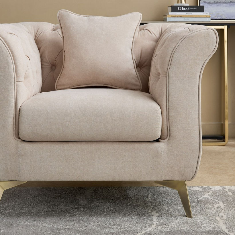 Oro 1-Seater Fabric Sofa with Cushion - Image 5