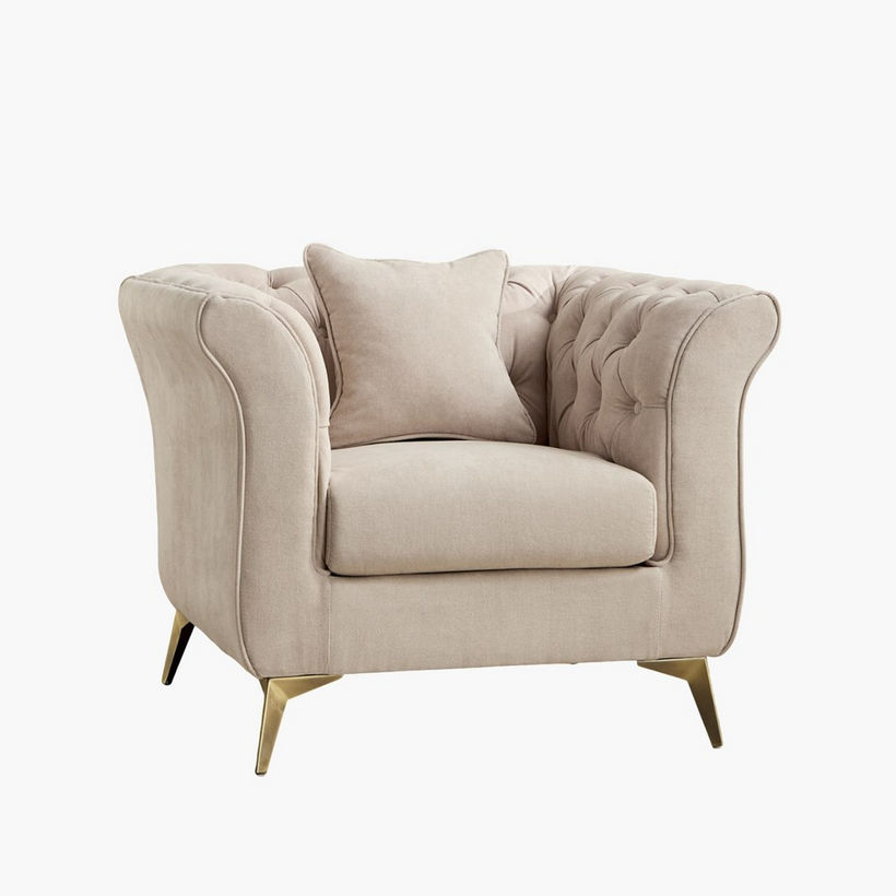 Oro 1-Seater Fabric Sofa with Cushion - Image 11