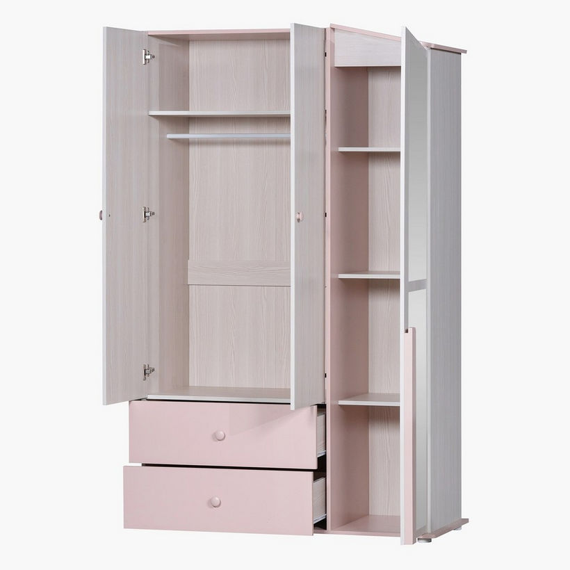 Anna 3-Door and 2-Drawers Wardrobe with Mirror - Image 3