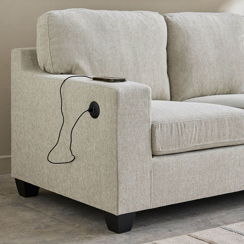 Simpson 3-Seater Fabric Sofa with USB Port - Image 8