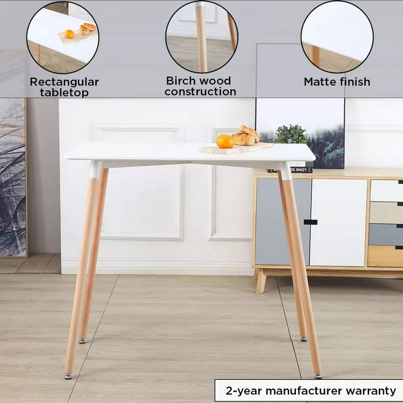 Toto 4-Seater High Dining Table with Solid Wood Legs - Image 5