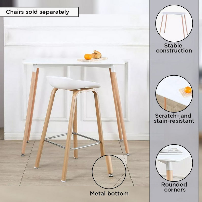 Toto 4-Seater High Dining Table with Solid Wood Legs - Image 6