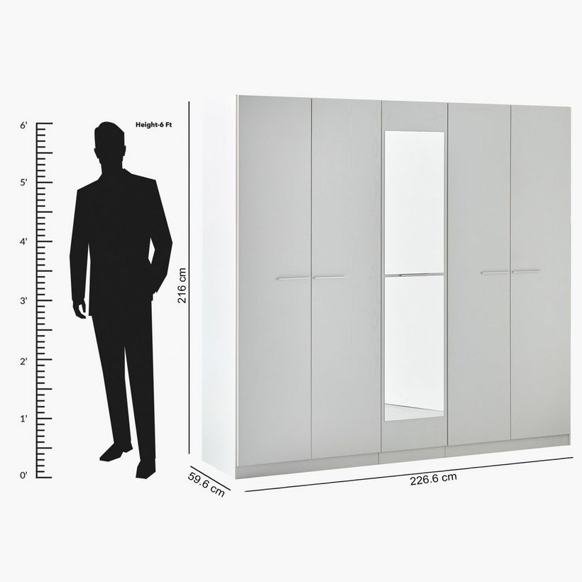 Frankfurt 5-Door Wardrobe with Mirror - Image 16
