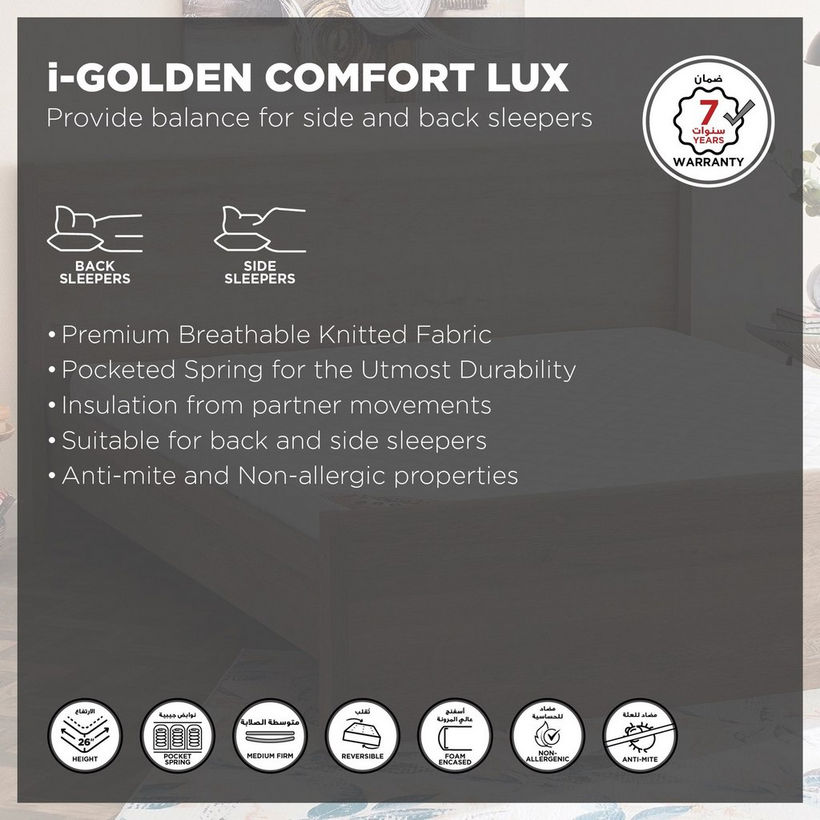 SleepNest iGolden Comfort Lux Medium Firm Pocket Spring Single Mattress - 90x190x25 cm - Image 5
