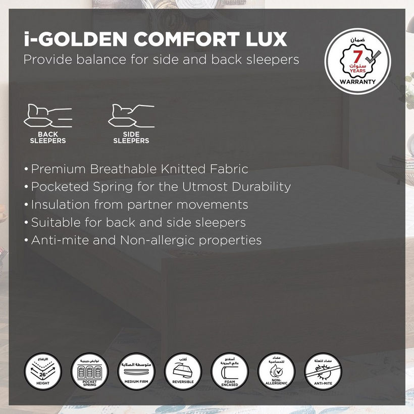 SleepNest iGolden Comfort Lux Medium Firm Pocket Spring Queen Mattress - 140x200x25 cm - Image 5