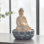 Albane Buddha Fountain with Yellow Lights - 20x20x26 cm