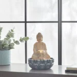 Albane Buddha Fountain with Yellow Lights - 20x20x26 cm