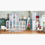 Frankfurt 6-Tier Multipurpose Bookcase Storage Unit with Panel and Acrylic Doors