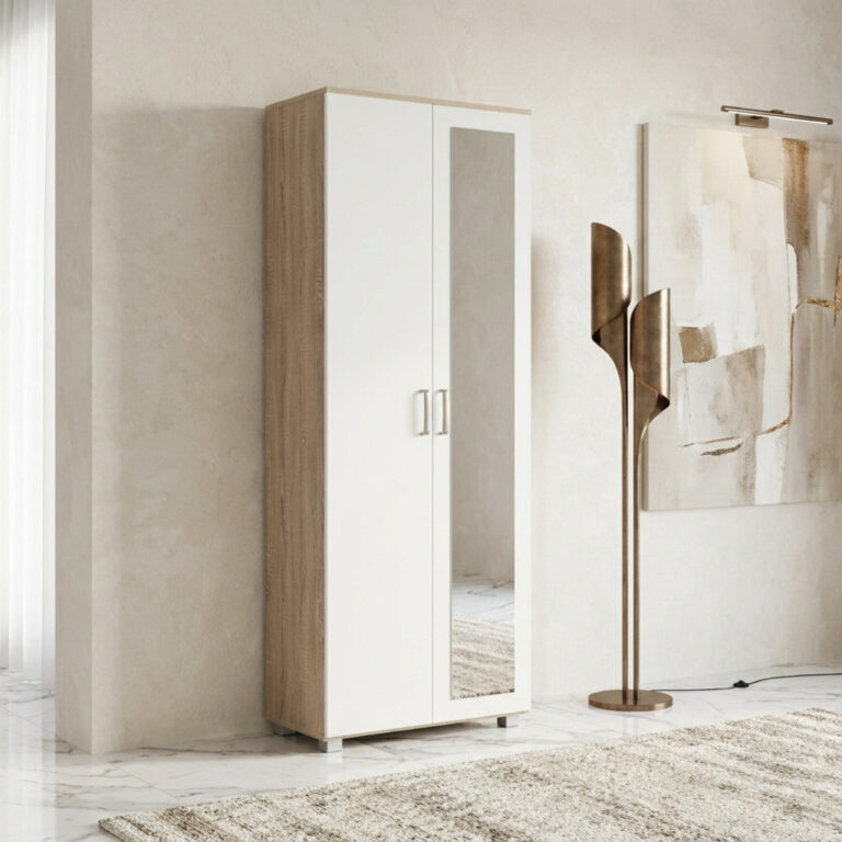 Capri Moonlight 33-Pair Tall Shoe Cabinet with Mirror