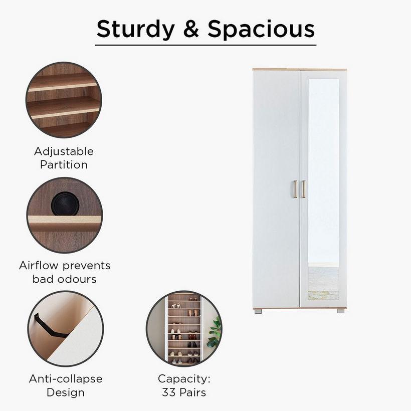 Capri Moonlight 33-Pair Tall Shoe Cabinet with Mirror - Image 3